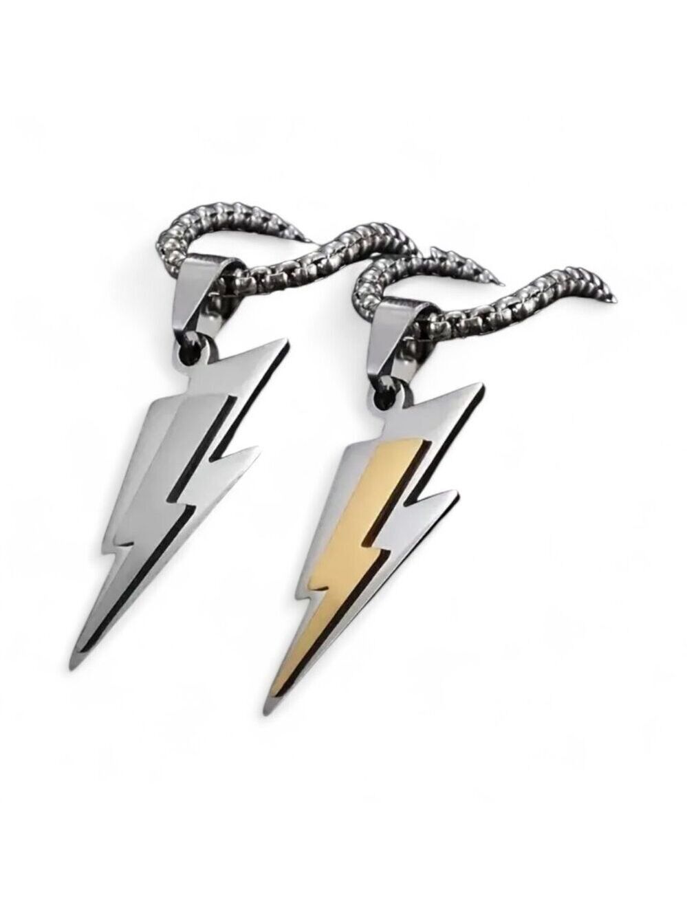 Bold Stainless Steel Lightning Bolt Pendant Necklace #1522